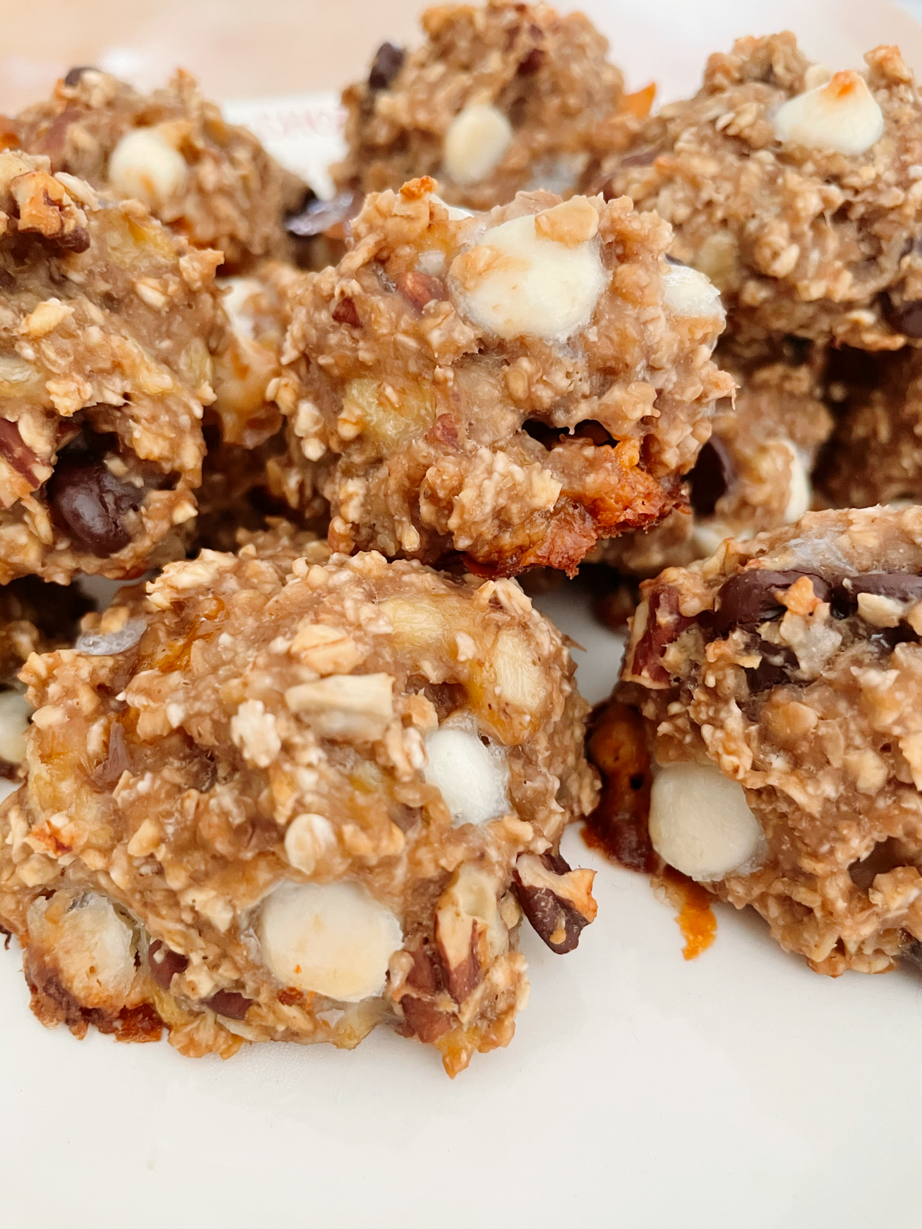 Close Up of Healthy Banana Oatmeal Chip Cookies