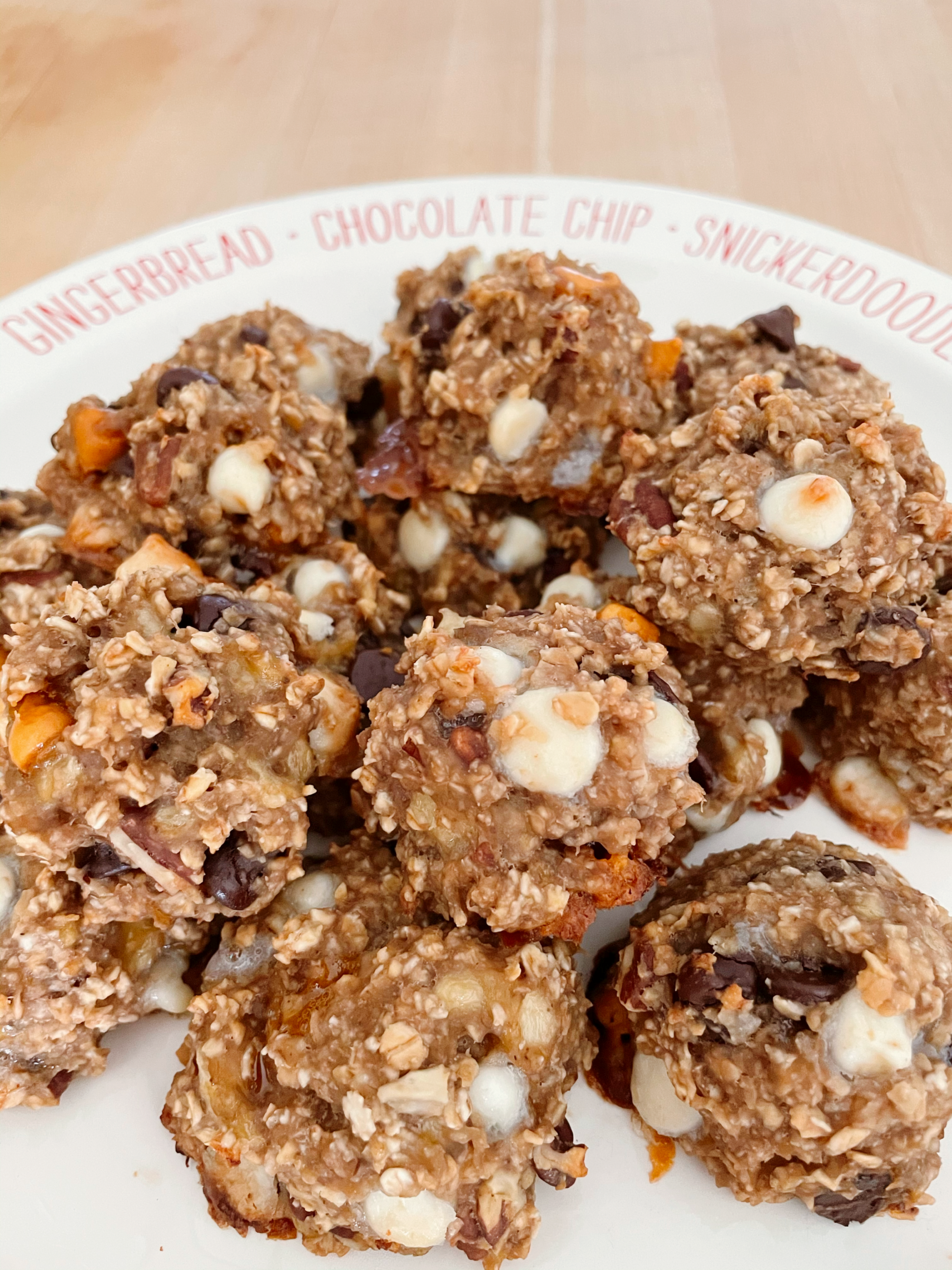 Healthy Banana Oatmeal Chip Cookies on Plate