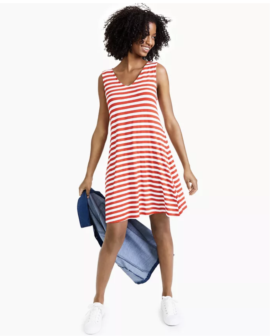 Macy's Style & Co Printed Cross-Back Flip-Flop Dress