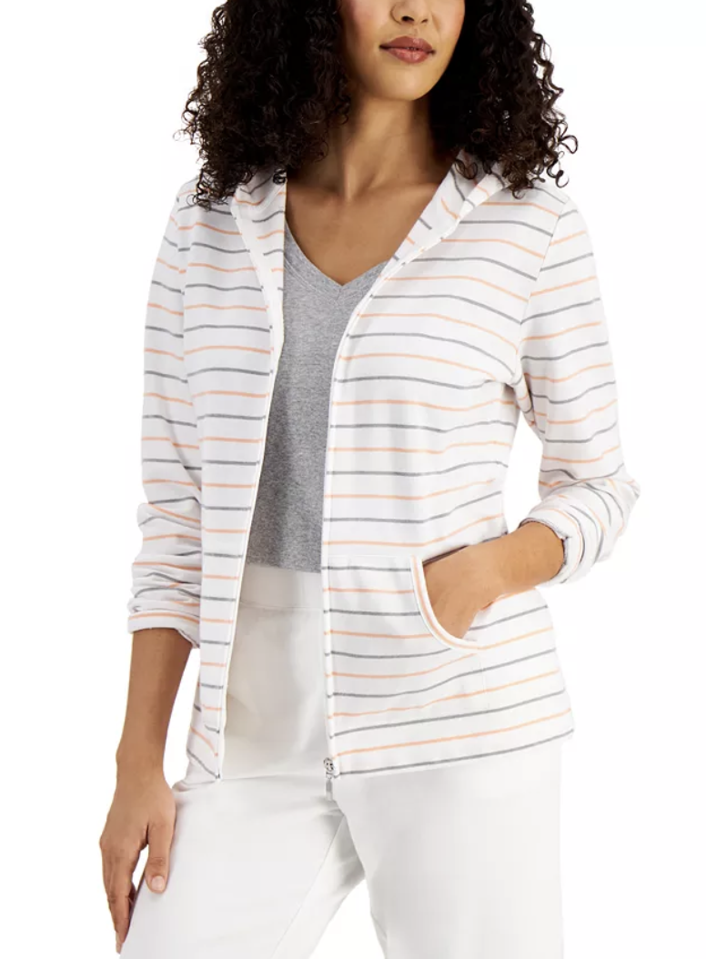 Macy's Karen Scott Striped Hooded Top