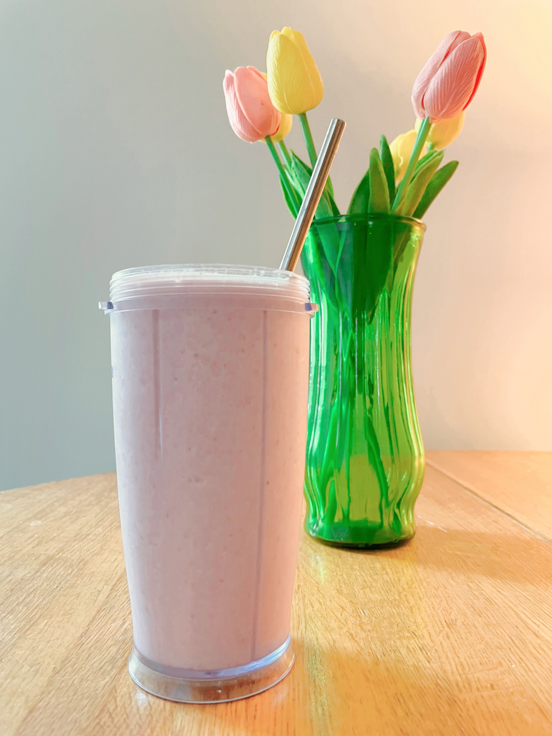 Strawberry Banana Vanilla Protein Shake Close Up