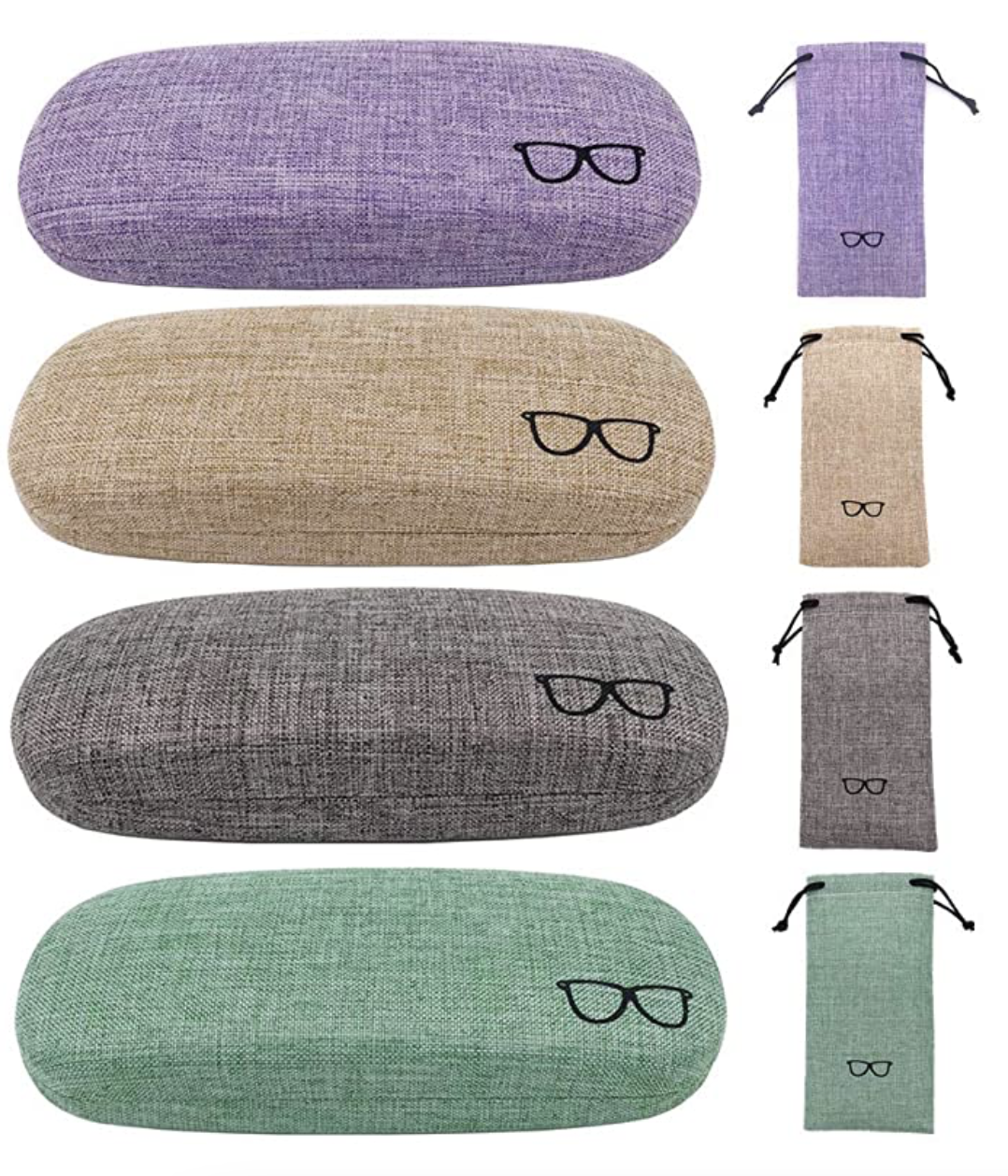 Amazon Quadow 4 Pack Hard Shell Eyeglasses Glasses Protective Linen Case