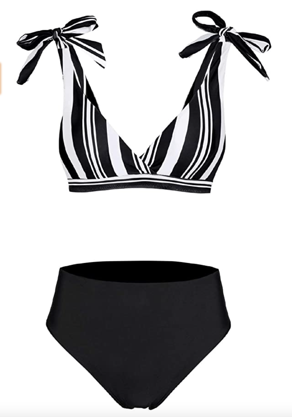 Amazon VIMPUNEC Striped Lace Up Bikini Set Tie Knot High Waist Swimsuit High Leg Cheeky Bathing Suits for Women