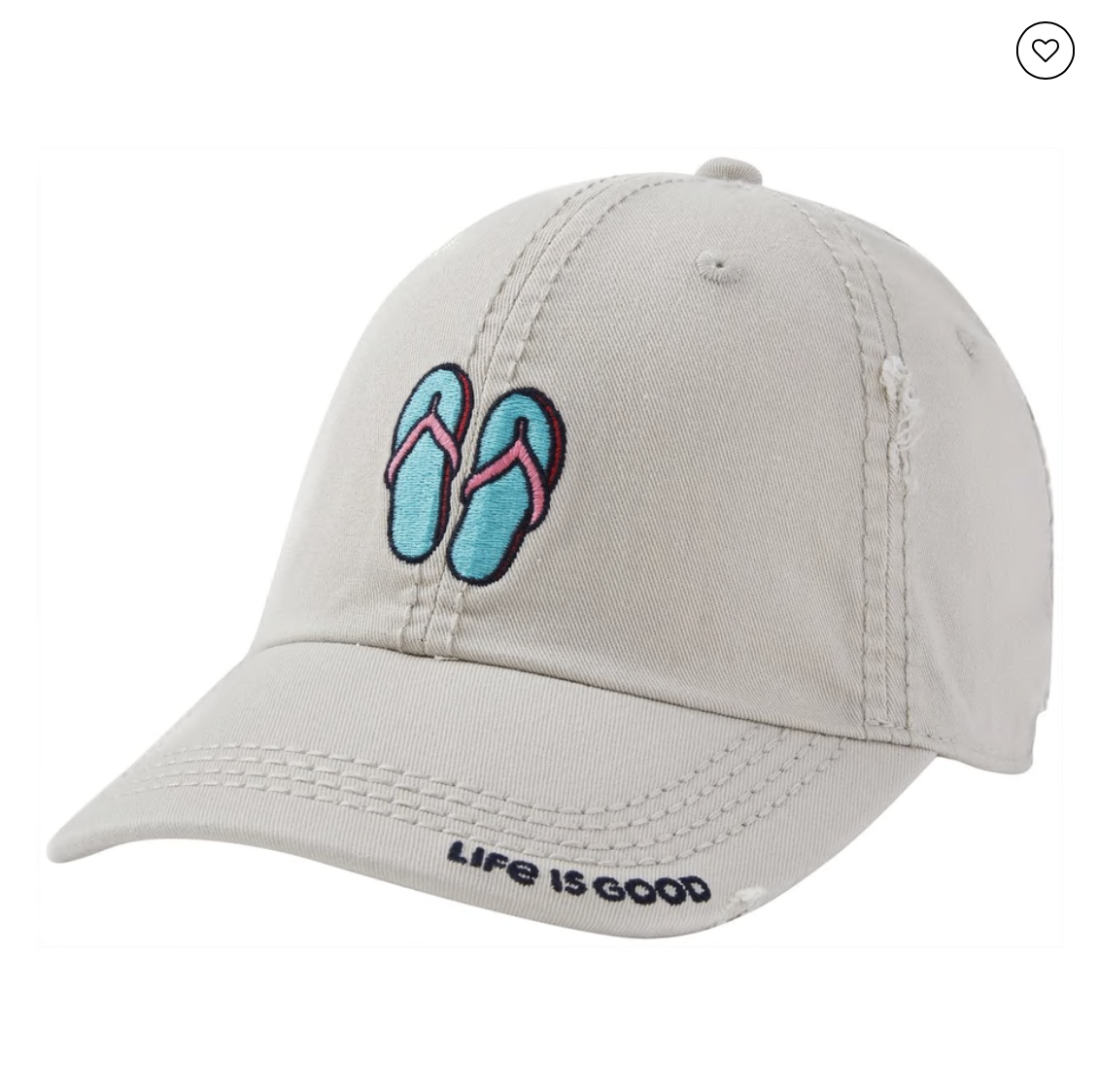 Bealls Life Is Good Flip Flops Embroidery Baseball Hat