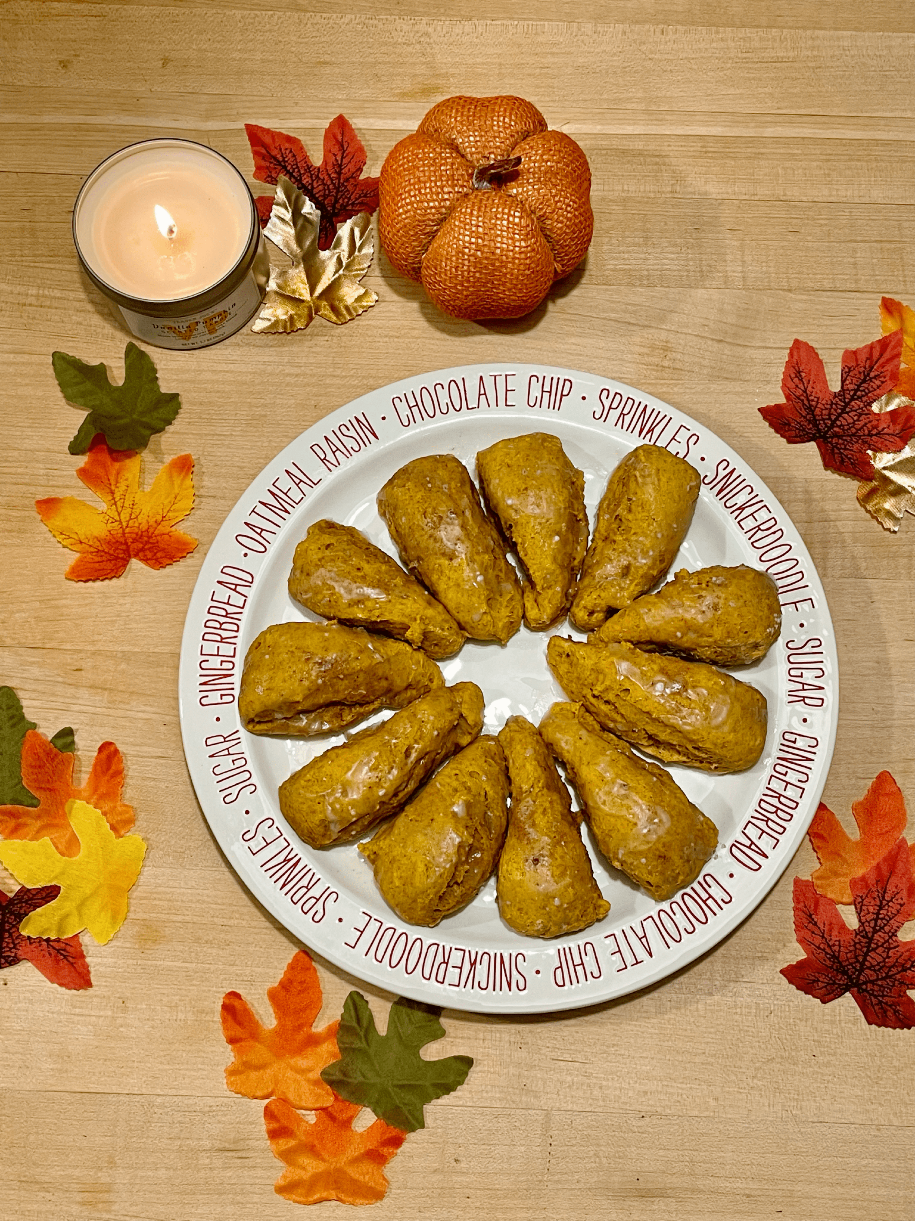 Easy Pumpkin Scones Fall Flatlay Scene