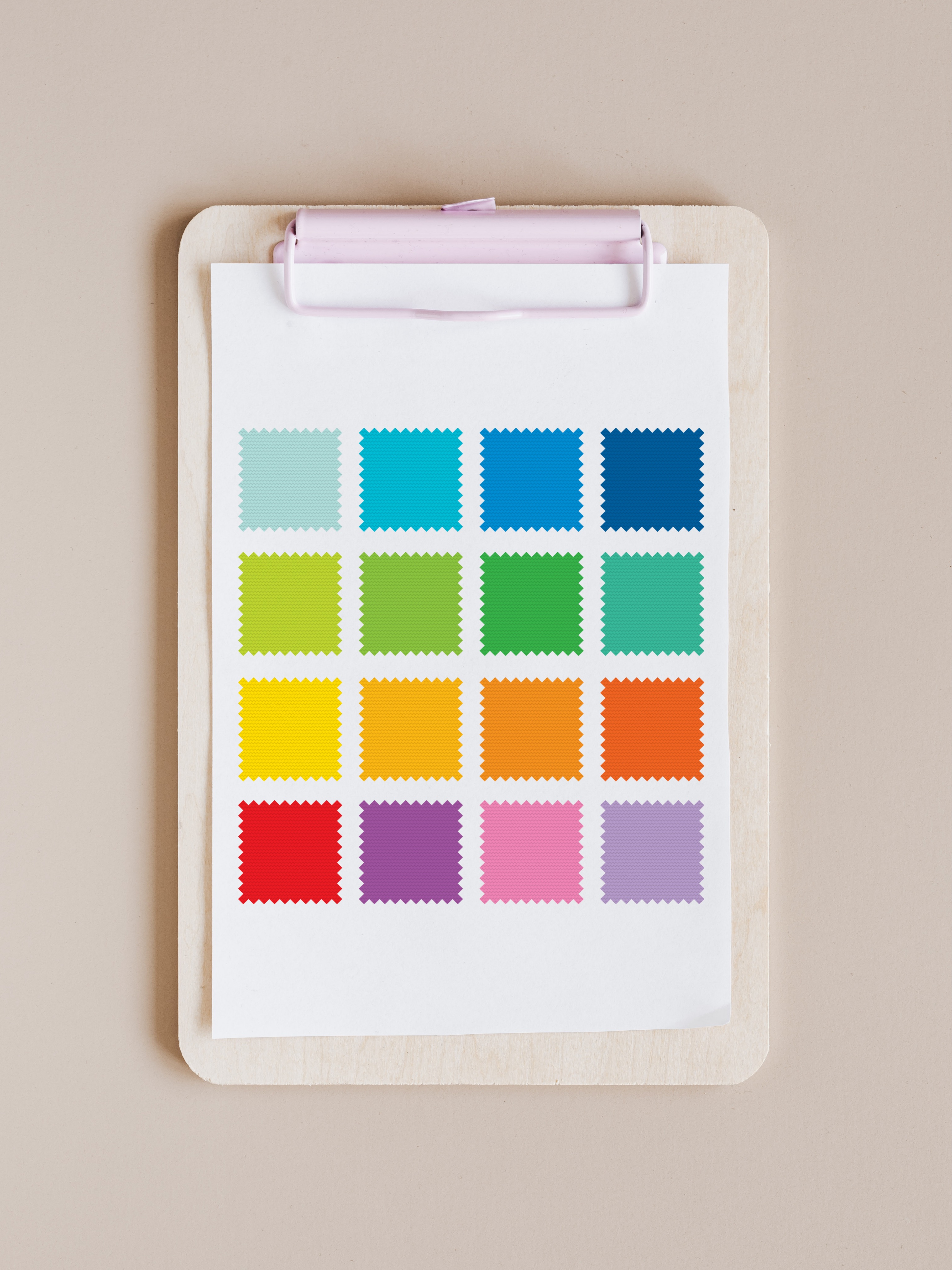 Color Psychology Fabric Swatches on Clipboard
