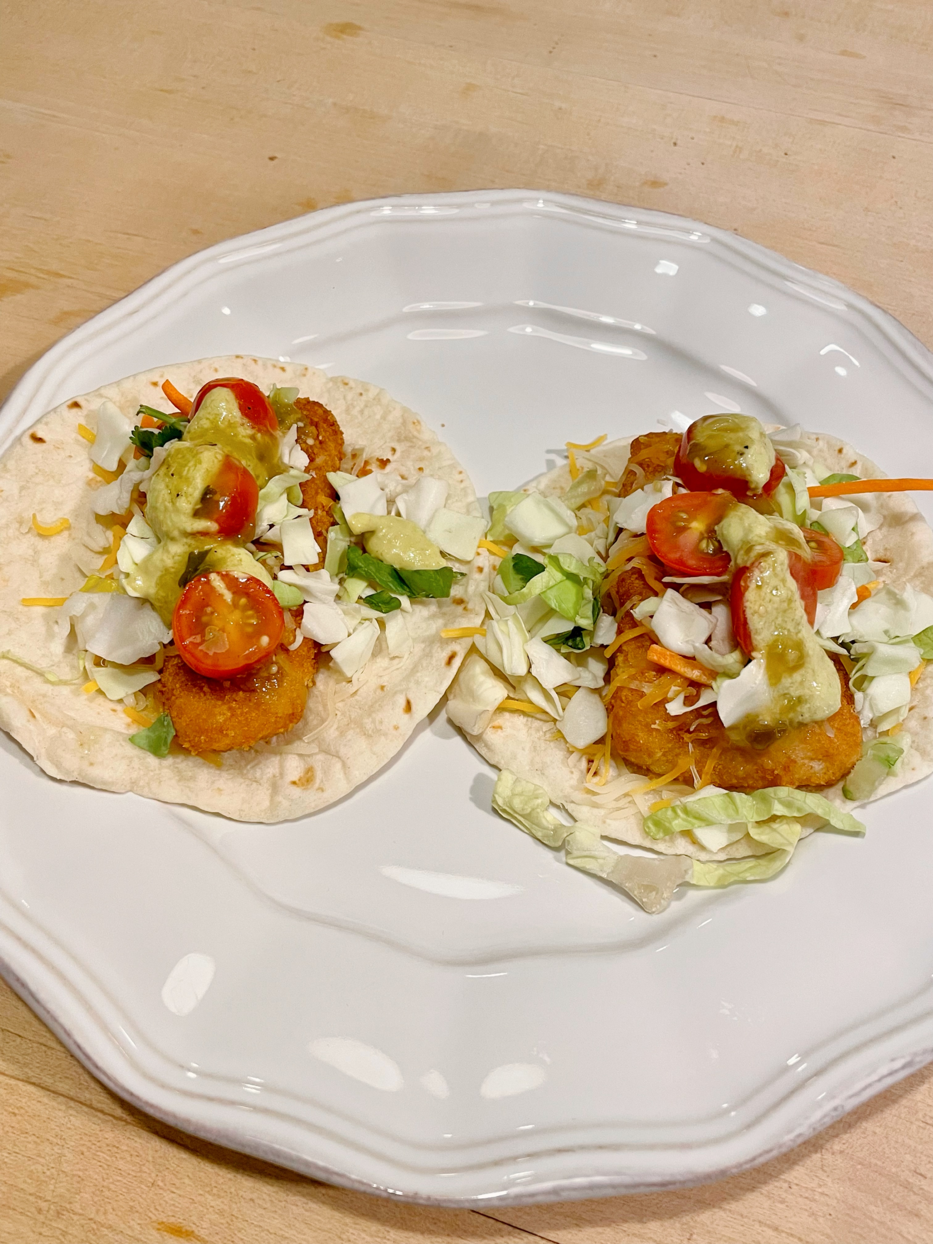 easy fish tacos on potterry barn plate